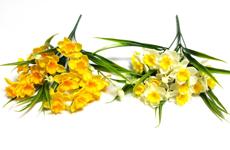 Б12059 Б/С Букет нарцисс силикон 15 голов 5в.