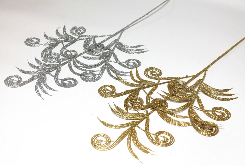 В12092 Б/С Ветка витая мерцающая высокая 3-ая 74см