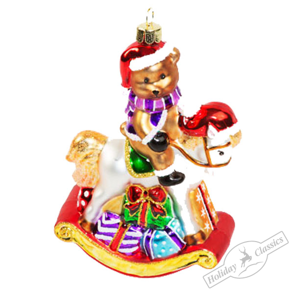 Медвежонок на лошадке-качалке (стекло) 9х4х12,4 см