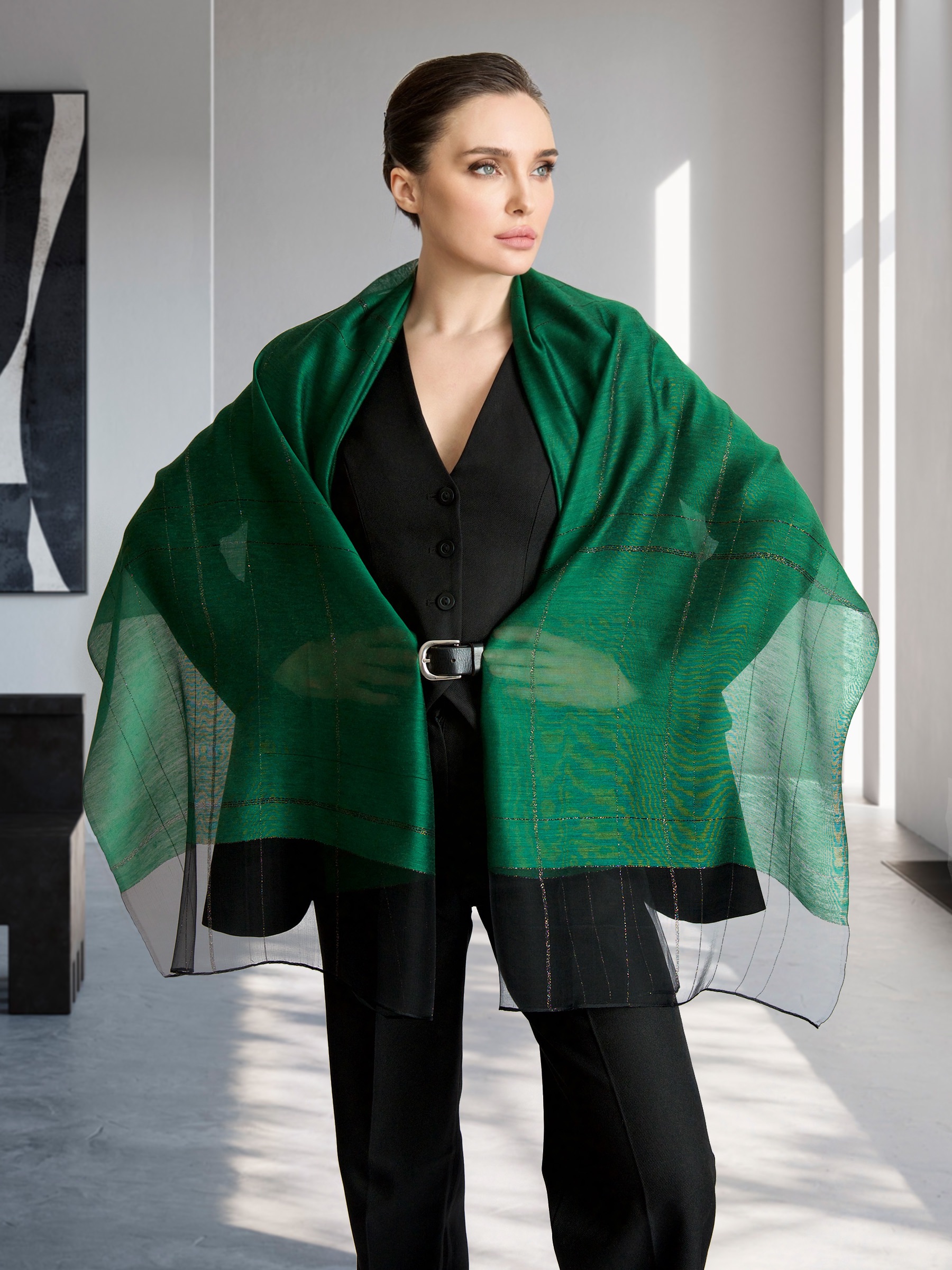 Ст.цена 921р. Уценка Палантин “Грэйс“ (изумруд) DEFQLT01-1