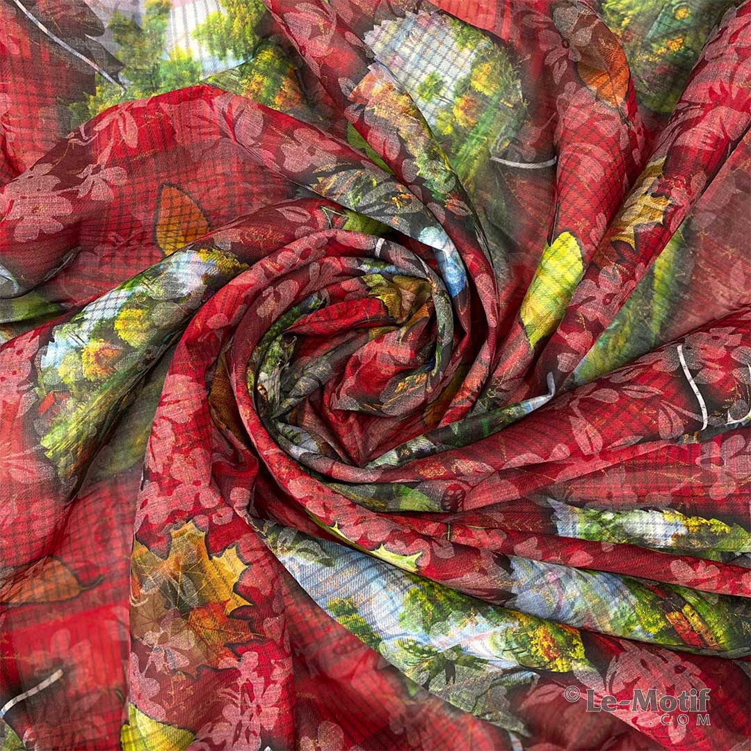 Ст.цена 534р. Уценка Платок большой  “Воспоминания о лете” (красный) DEFT07-2