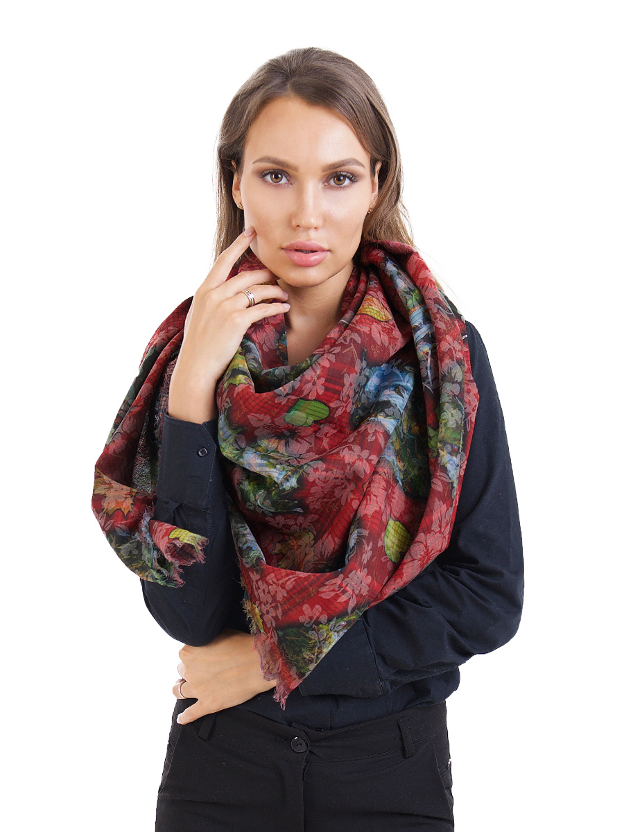 Ст.цена 534р. Уценка Платок большой  “Воспоминания о лете” (красный) DEFT07-2