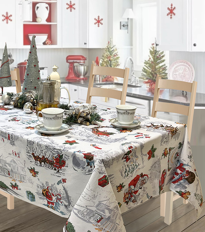 Скатерть рогожка 29113 вид1 Снежная зима