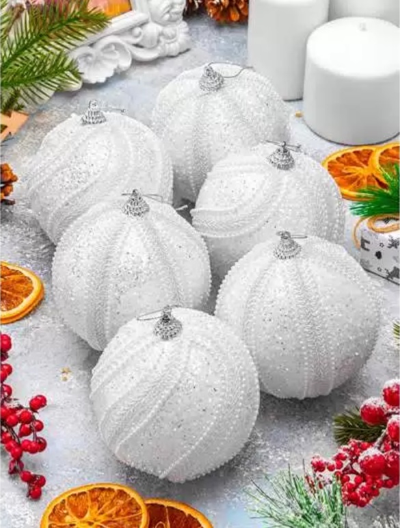 БЫЛО 1390 руб! Набор 6 новогодних шаров 9,5*9,5 см