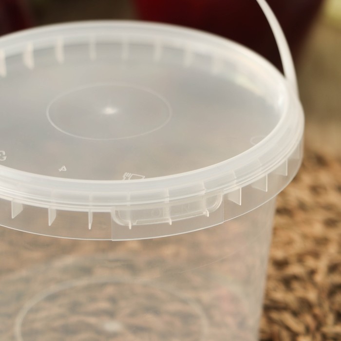 Ведро пластиковое одноразовое с крышкой, 500 мл, d=10.9 см, пищевое, прозрачное