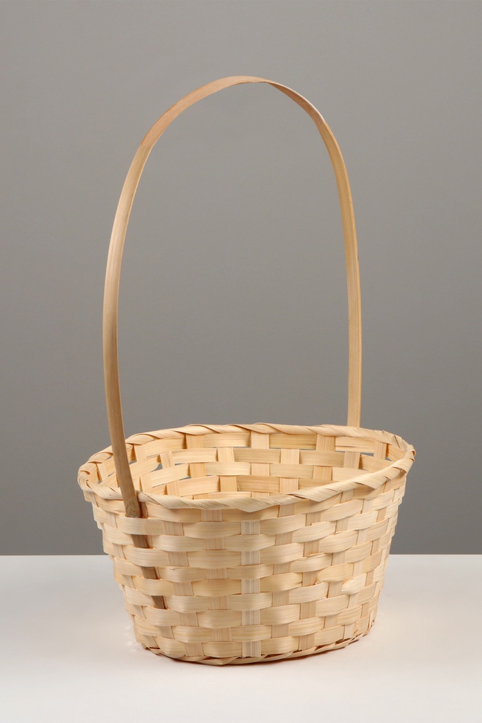 Корзина плетёная, 30×22×13 см, ручка h=36 см, бамбук, ива, натуральный цвет, Greengo