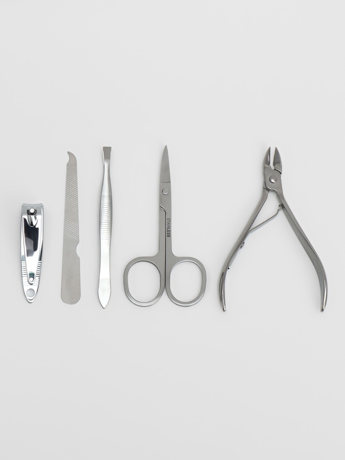 Набор маникюрный, 5 предметов, в футляре, чёрный