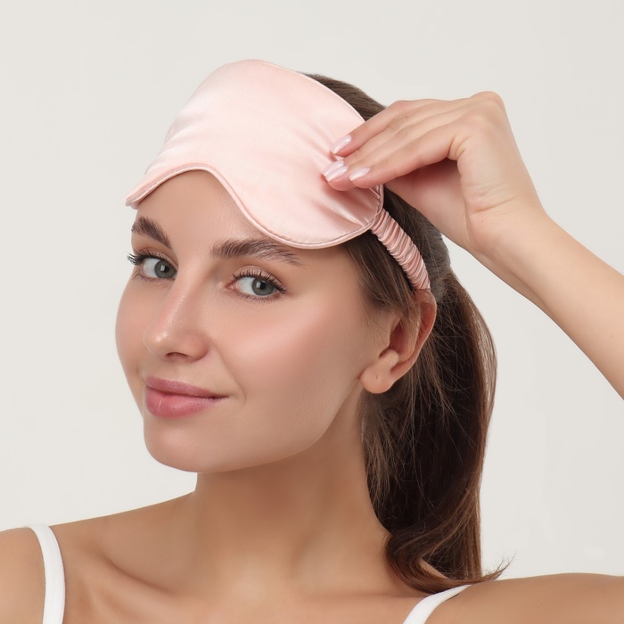 Маска для сна «ШЁЛК», 20×10.5 см, резинка одинарная, розовая