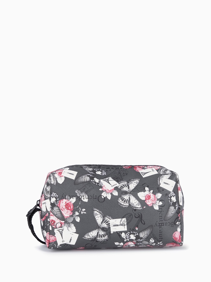 Косметичка-футляр женская с ручкой, объёмная, маленькая, для косметики, лекарств, прокладок, чёрная/разноцветная