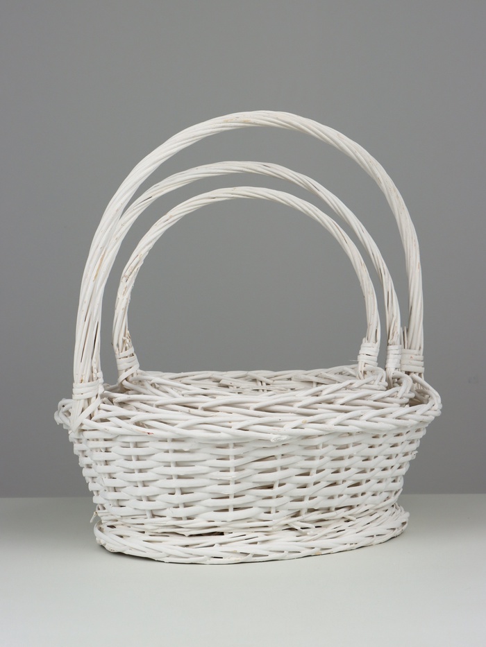 Корзина плетёная для хранения Fresno, ива, овальная, белая, набор 3 шт.