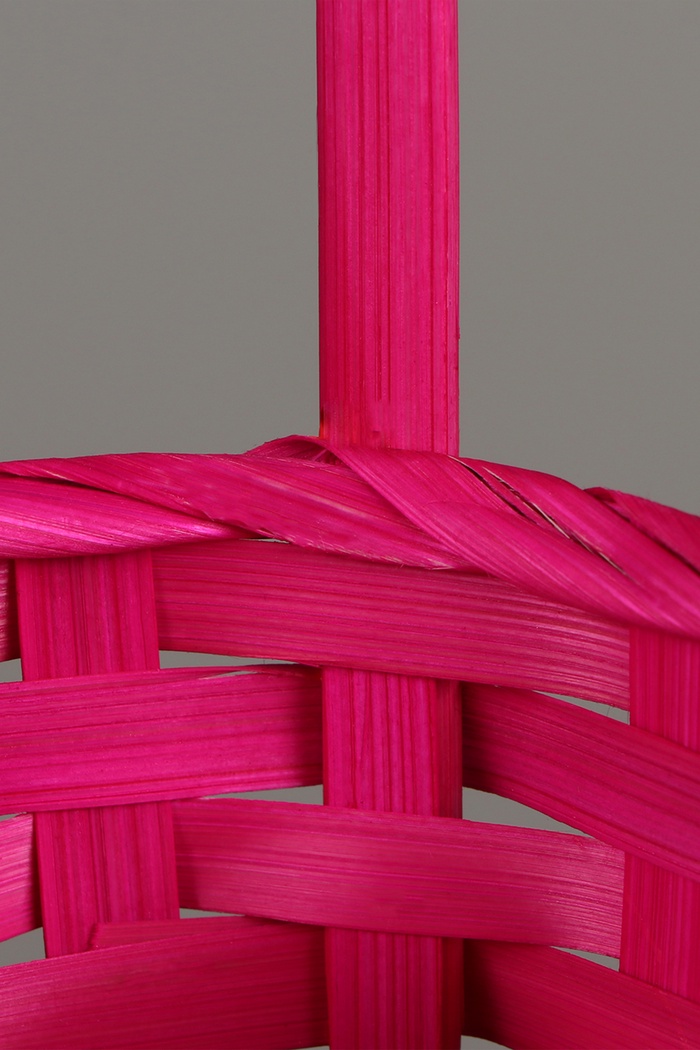 Корзина плетёная, 13×13×9.5 см, ручка h=21 см, бамбук, розовая, Greengo