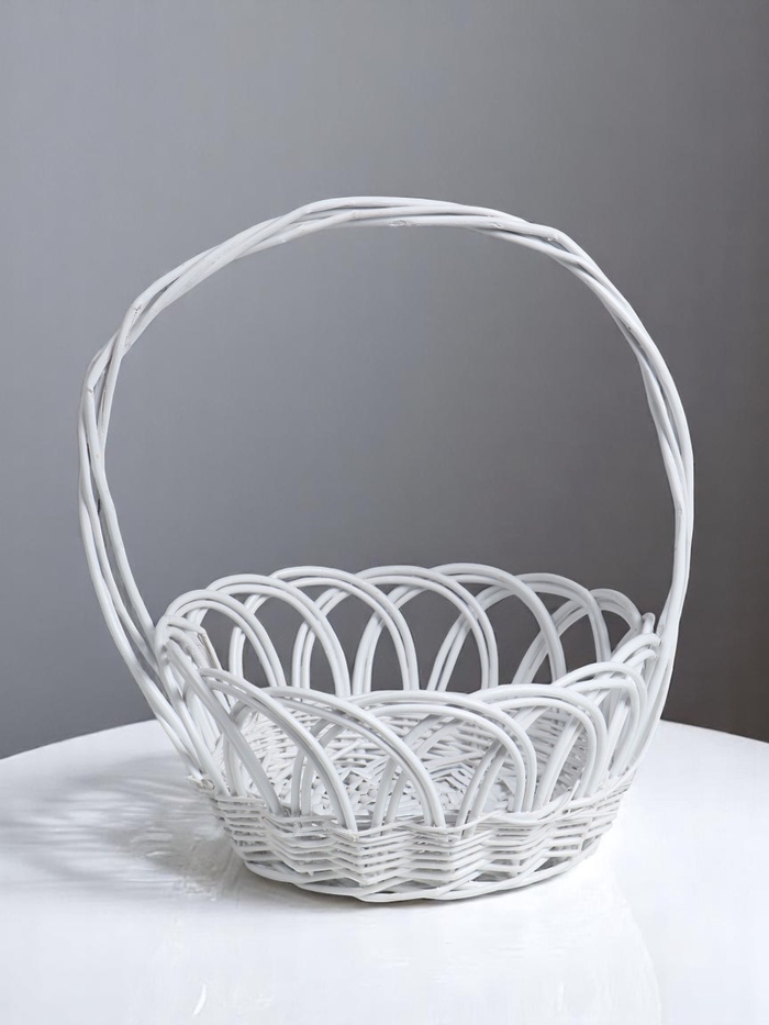 Корзина плетёная для хранения «Узор», лоза, овальная, белая, набор 5 шт.