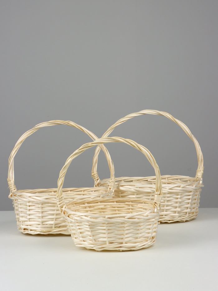 Корзина плетёная для хранения, ива, светлая, набор 3 шт.