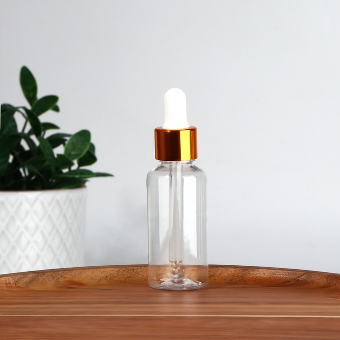 Бутылочка для хранения, с пипеткой, 30 мл, цвет золотой/белый