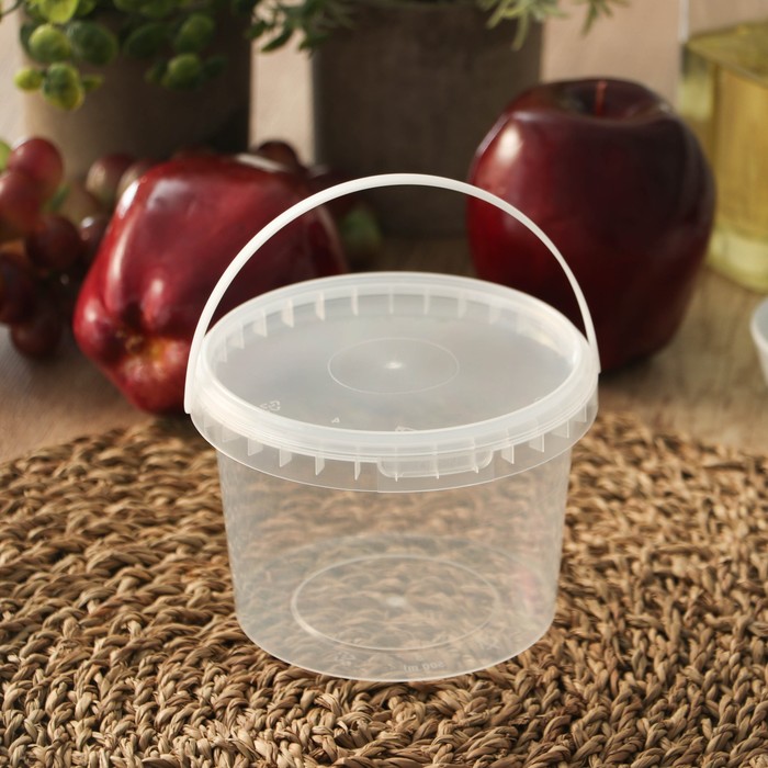 Ведро пластиковое одноразовое с крышкой, 500 мл, d=10.9 см, пищевое, прозрачное