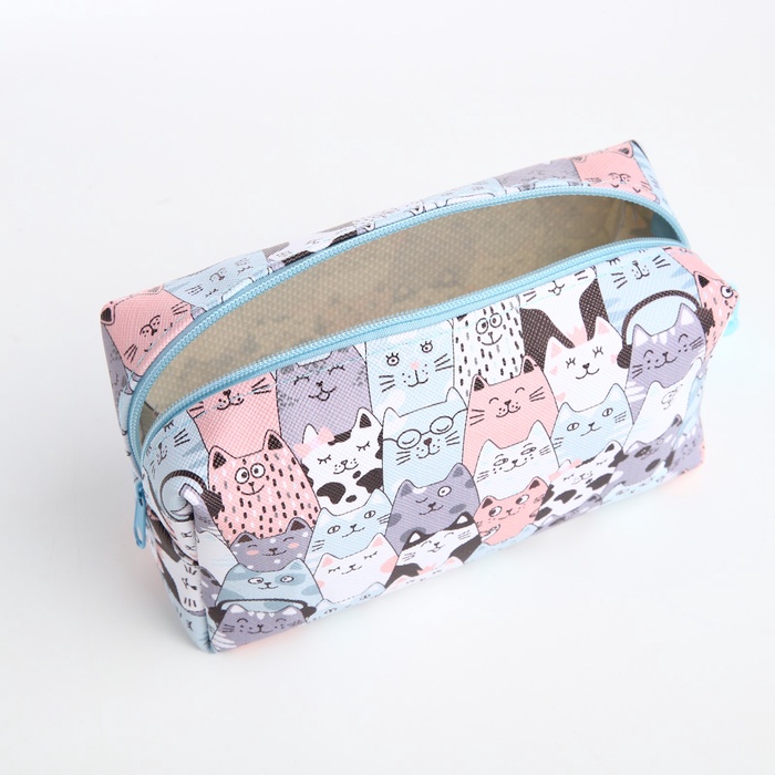 Косметичка-футляр женская с ручкой, объёмная, маленькая, для косметики, лекарств, прокладок, серая