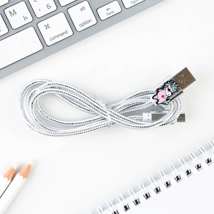 Кабель с доп элементом Micro USB, цвет микс.