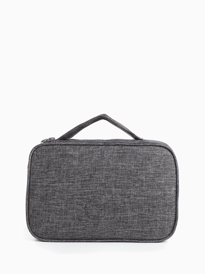 Косметичка-несессер дорожная на молнии, с крючком, с ручкой, серая