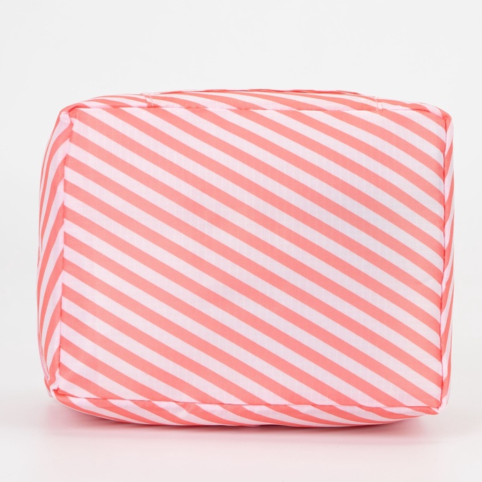 Косметичка-органайзер дорожная на молнии, с карманами, с полосками, розовая