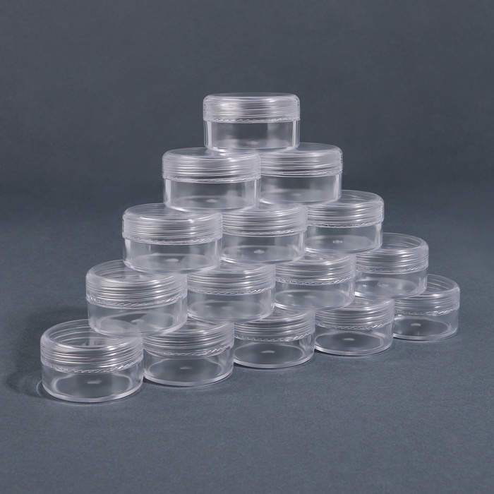 Набор баночек для мелочей, 16 шт., 10 мл, в чехле, прозрачный