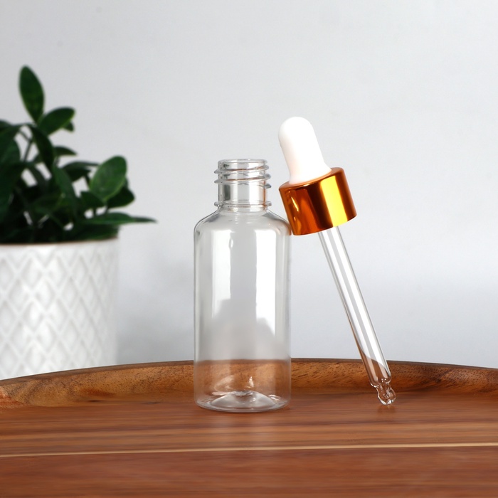 Бутылочка для хранения, с пипеткой, 30 мл, цвет золотой/белый