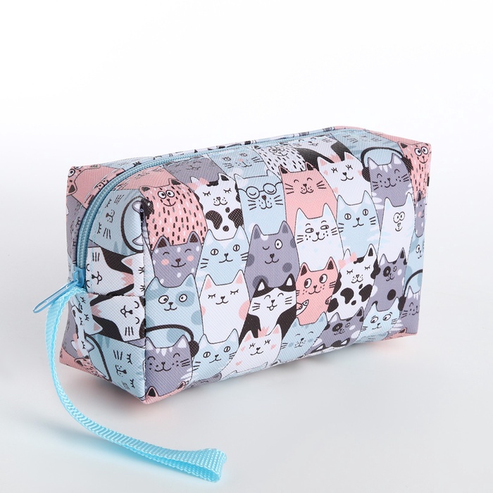 Косметичка-футляр женская с ручкой, объёмная, маленькая, для косметики, лекарств, прокладок, серая