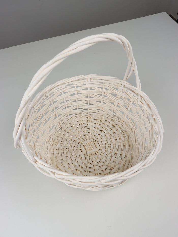Корзина плетёная для хранения, ива, круглая, белая, набор 2 шт.