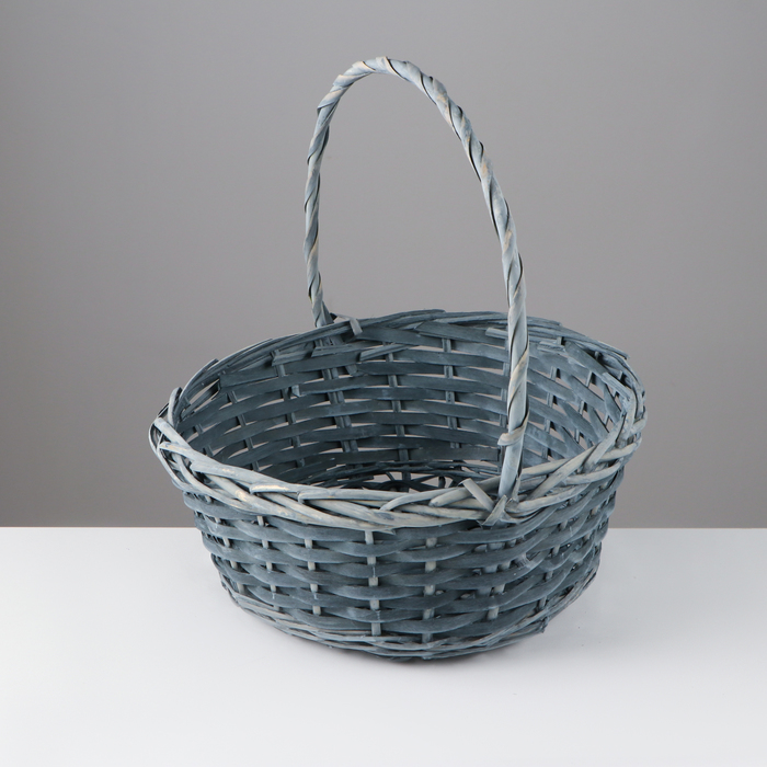 Корзина плетёная для хранения, ива, круглая, серая, голубая, набор 3 шт., Greengo