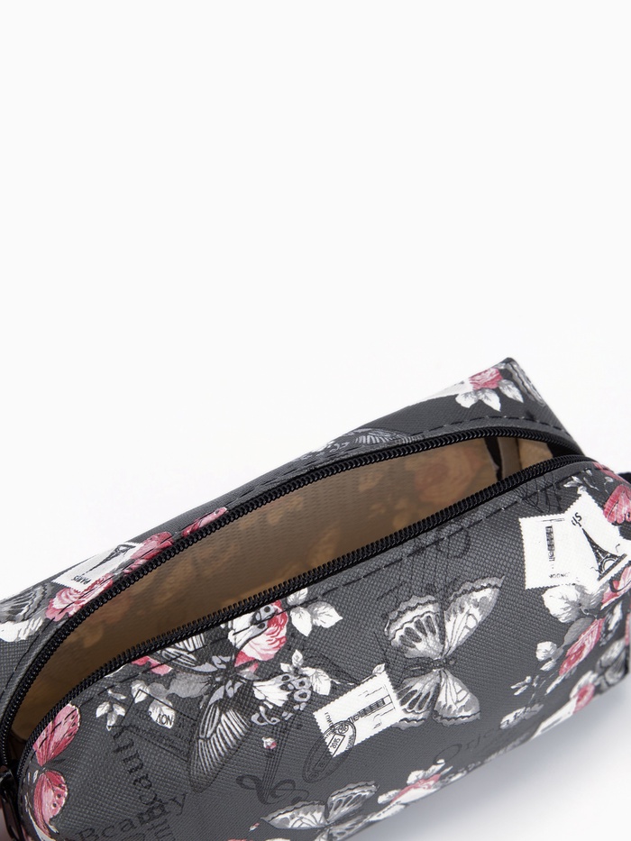 Косметичка-футляр женская с ручкой, объёмная, маленькая, для косметики, лекарств, прокладок, чёрная/разноцветная