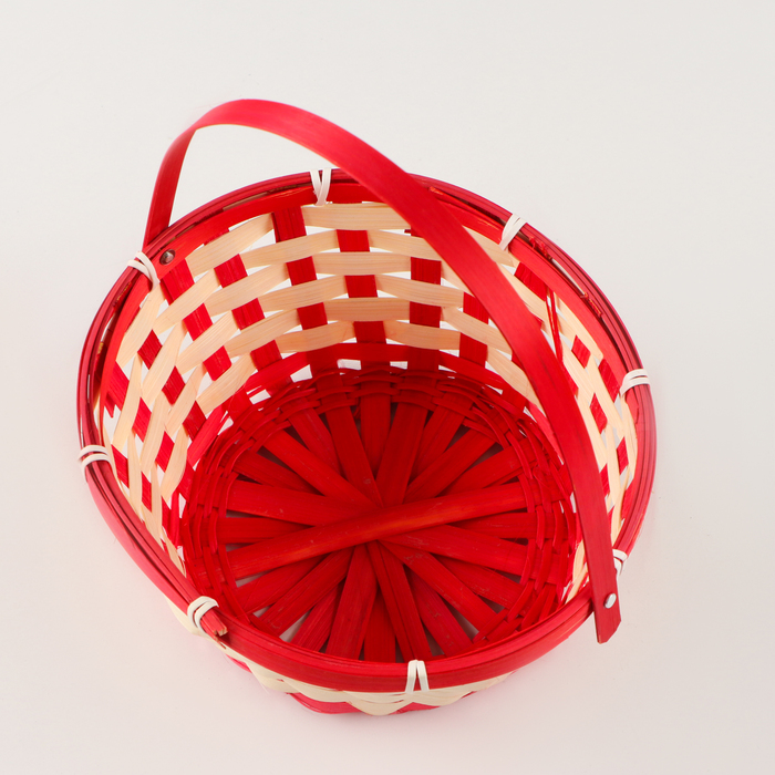 Корзина плетёная, 21×21×10 см, ручка h=14 см, бамбук, красная, Greengo