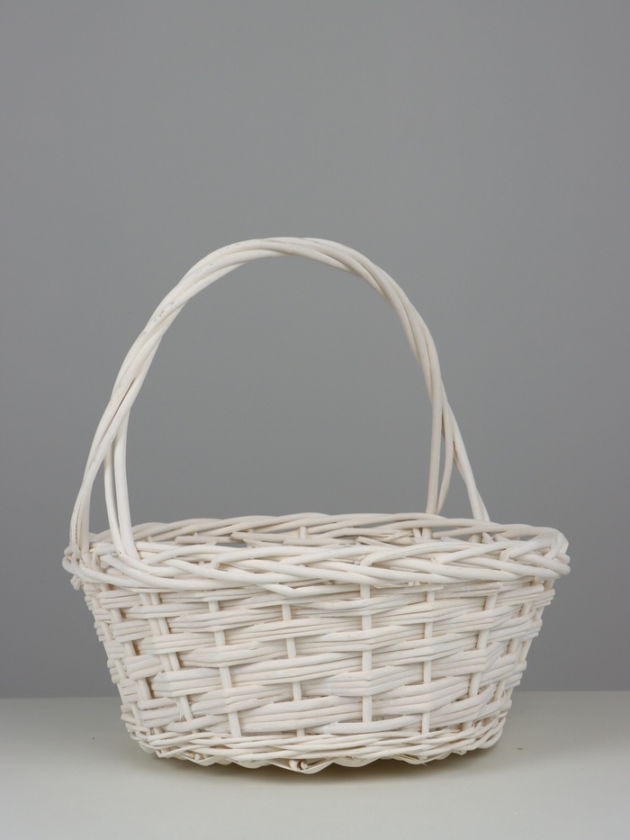 Корзина плетёная для хранения, ива, круглая, белая, набор 2 шт.