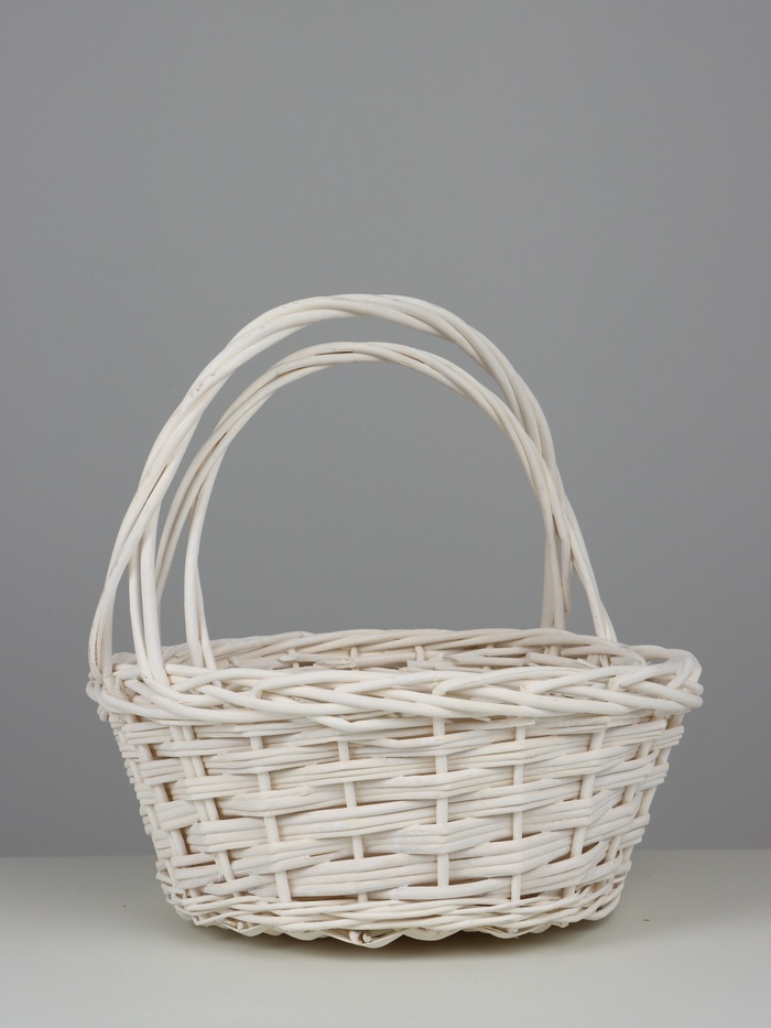 Корзина плетёная для хранения, ива, круглая, белая, набор 2 шт.