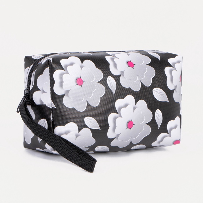 Косметичка-футляр маленькая, с ручкой, прокладок, для косметики, лекарств, чёрная/белая