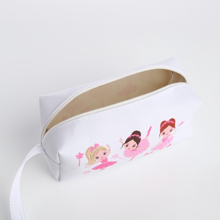 Косметичка-футляр женская с ручкой, объёмная, маленькая, для косметики, лекарств, прокладок, белая