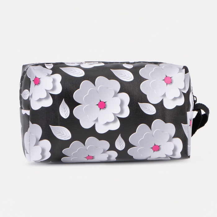 Косметичка-футляр маленькая, с ручкой, прокладок, для косметики, лекарств, чёрная/белая