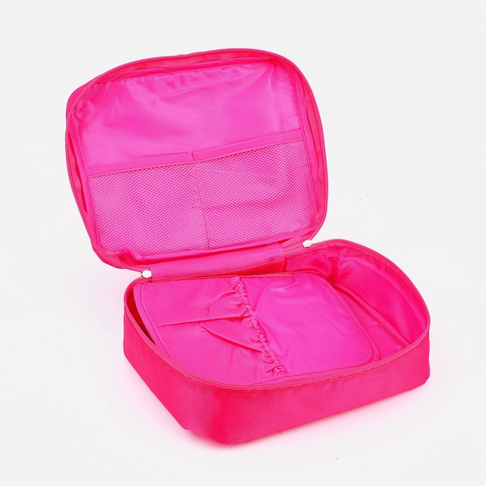 Косметичка - органайзер дорожная на молнии, с карманами, малиновая