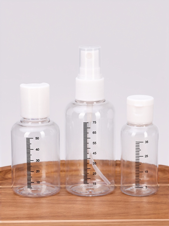 Набор для хранения, 3 предмета, со шкалой деления, белый, прозрачный