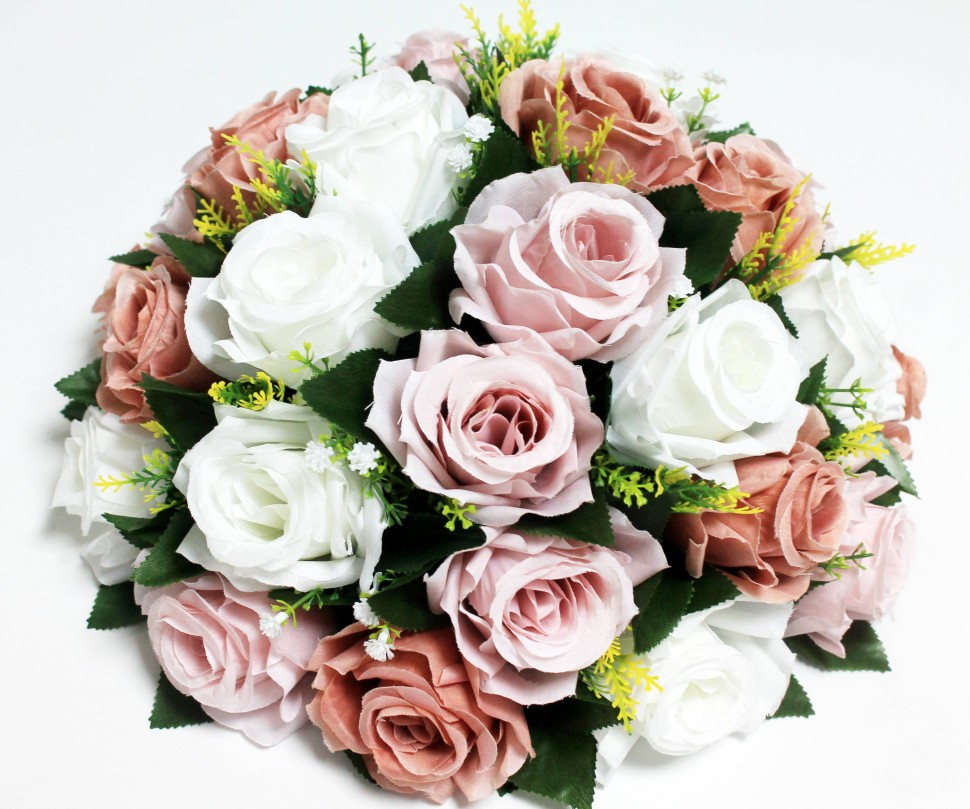 Д12075 Б/С Полушар композиционный 30 голов роз с добавками d=35см