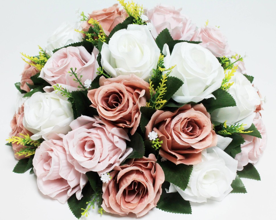 Д12075 Б/С Полушар композиционный 30 голов роз с добавками d=35см