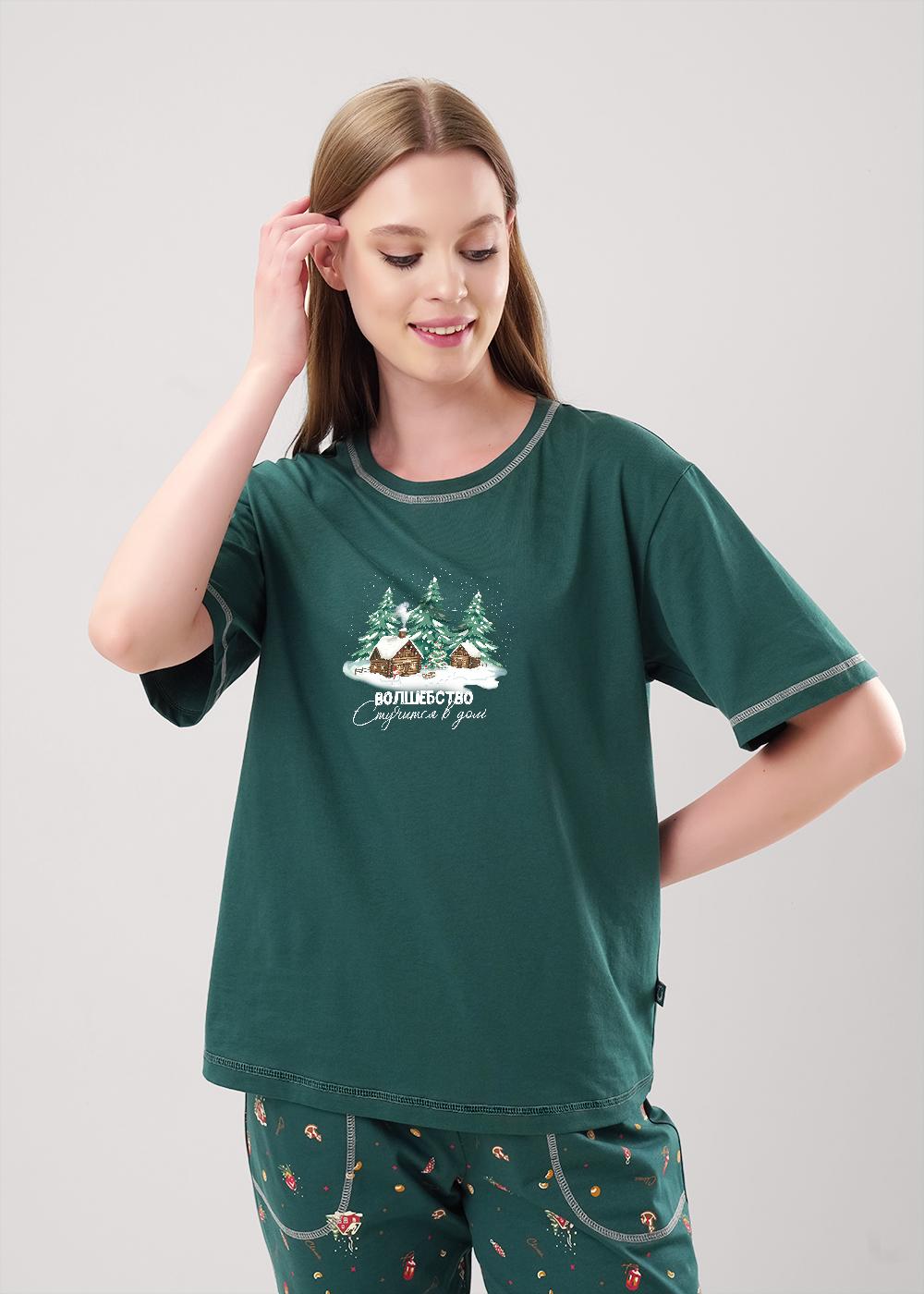 Ст.цена 1890р CLE LP15-1201/1 Пижама женская LP15-1201/1 т.зелёный/красный