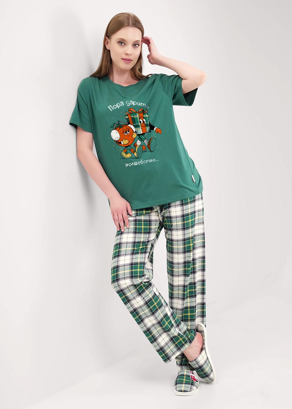 Ст.цена 1850р CLE LP15-1199/3 Пижама женская LP15-1199/3 т.зелёный/молочный