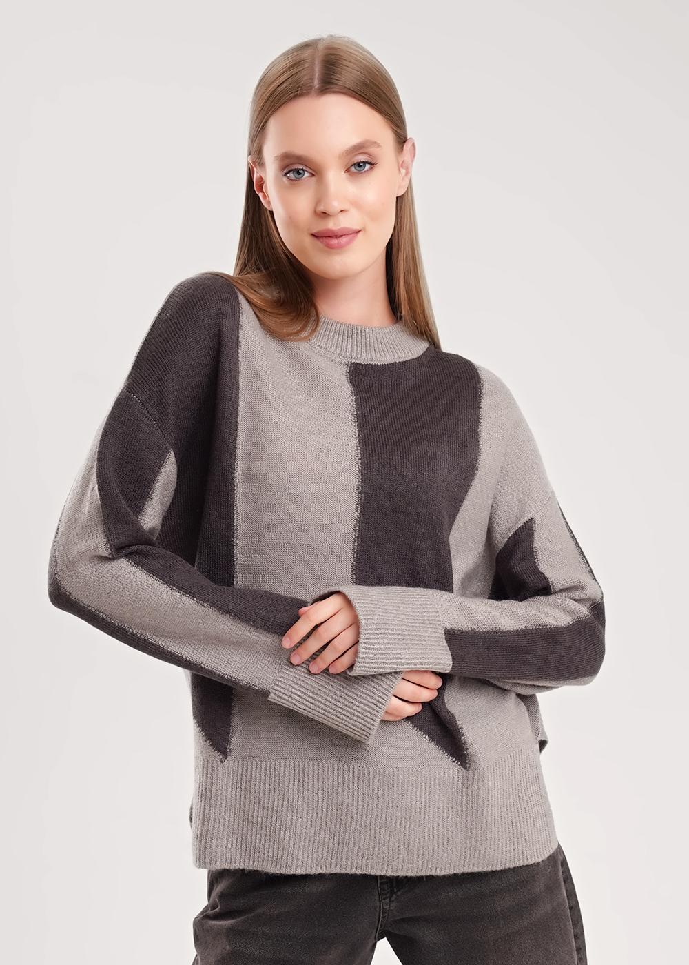 Ст.цена 1560р CLE 154581/190апш Джемпер женский 154581/190апш серый/т.серый