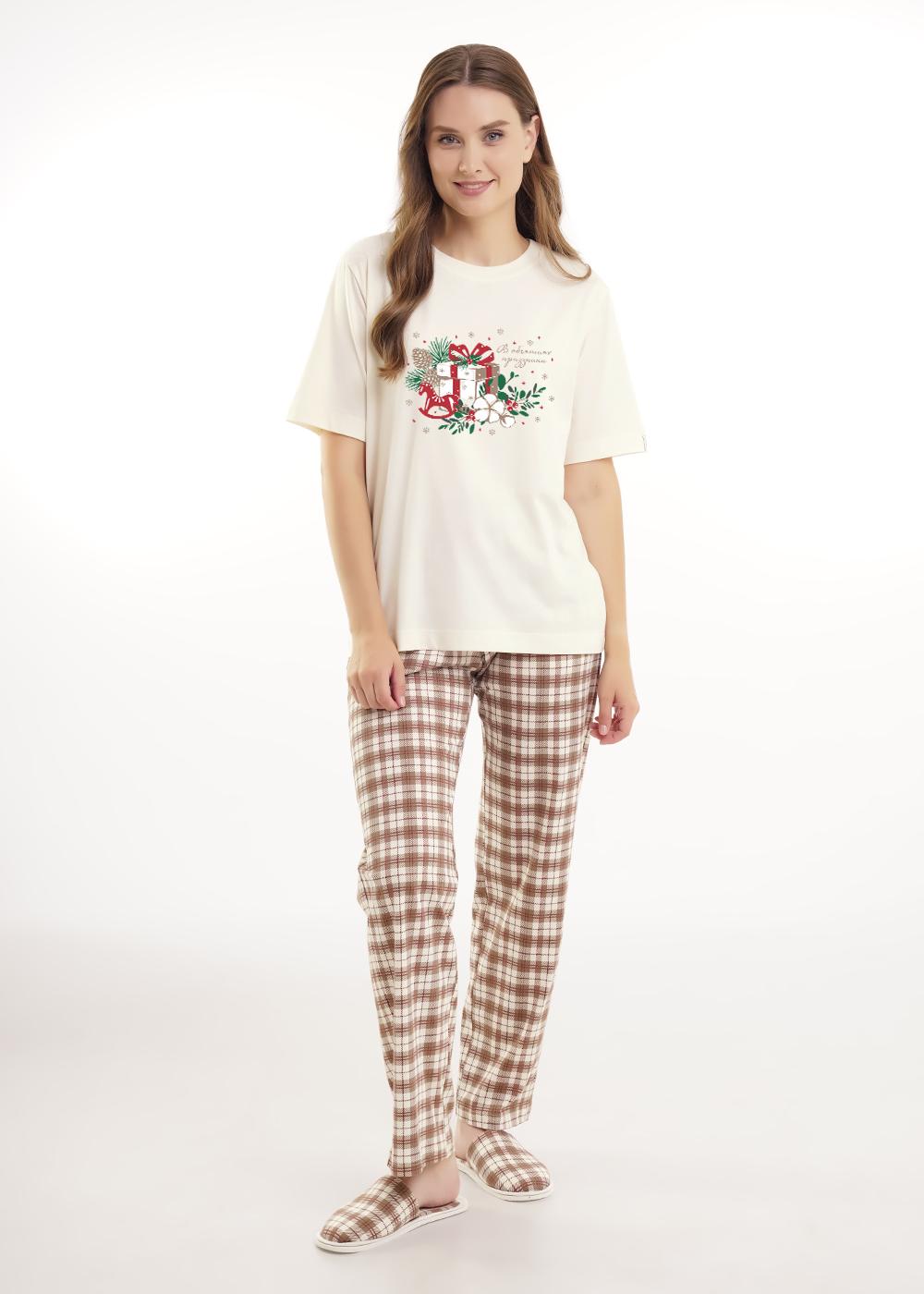 Ст.цена 1790р CLE LP15-1200/3 Пижама женская LP15-1200/3 молочный/св.коричневый