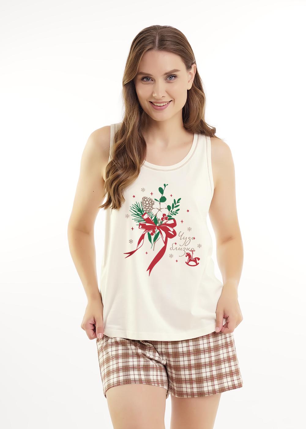 Ст.цена 990р CLE LSET15-1200 Пижама женская LSET15-1200 молочный/коричневый