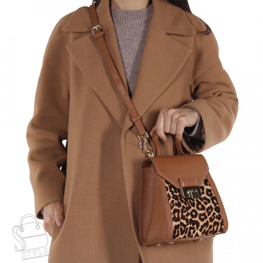 Сумка женская кожаная 8003Q l.brown Polina&Eiterou/30