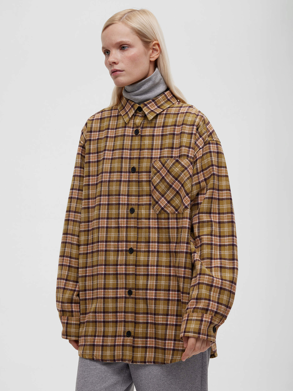 Рубашка в клетку 0174, желтый