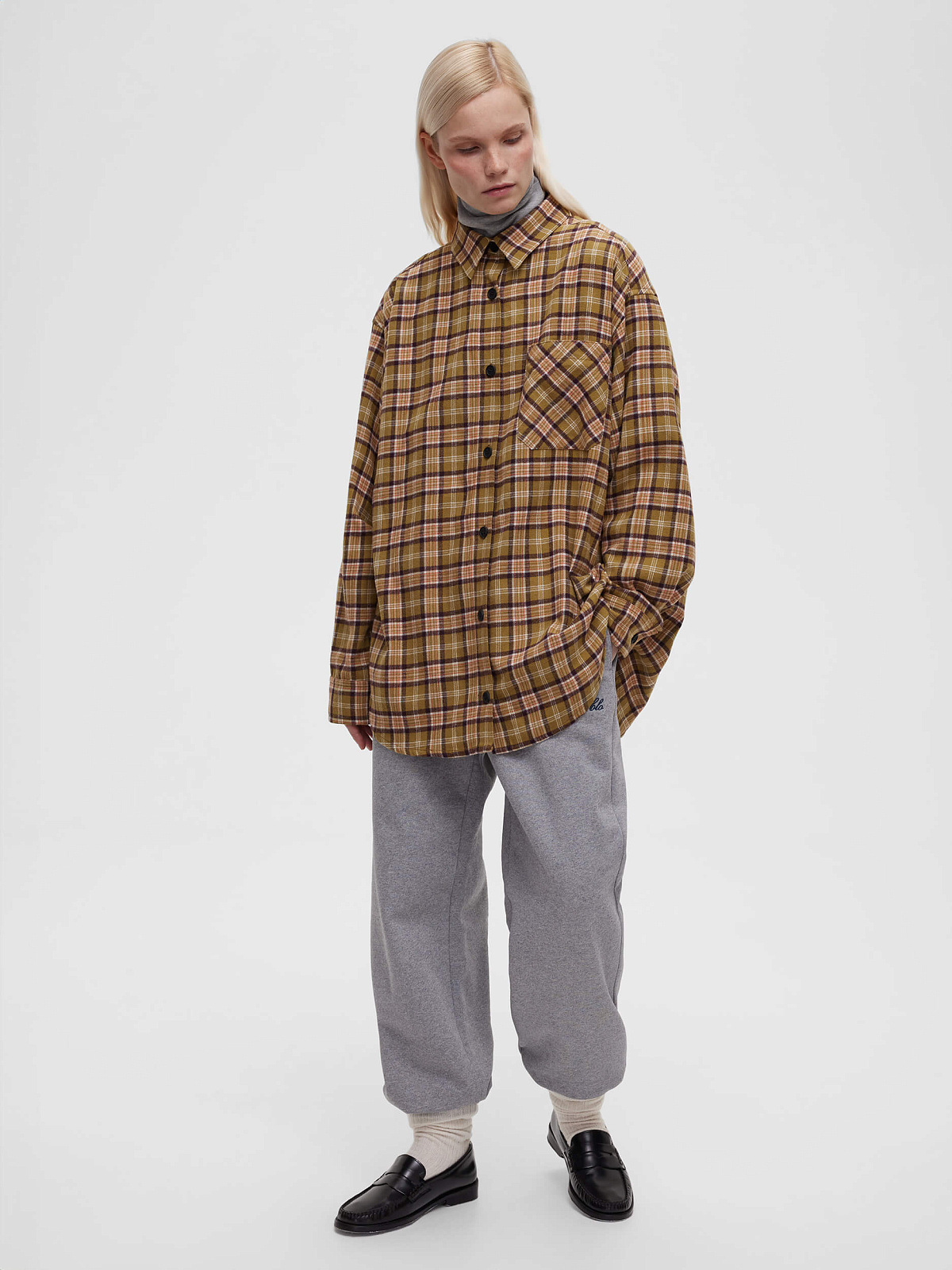 Рубашка в клетку 0174, желтый