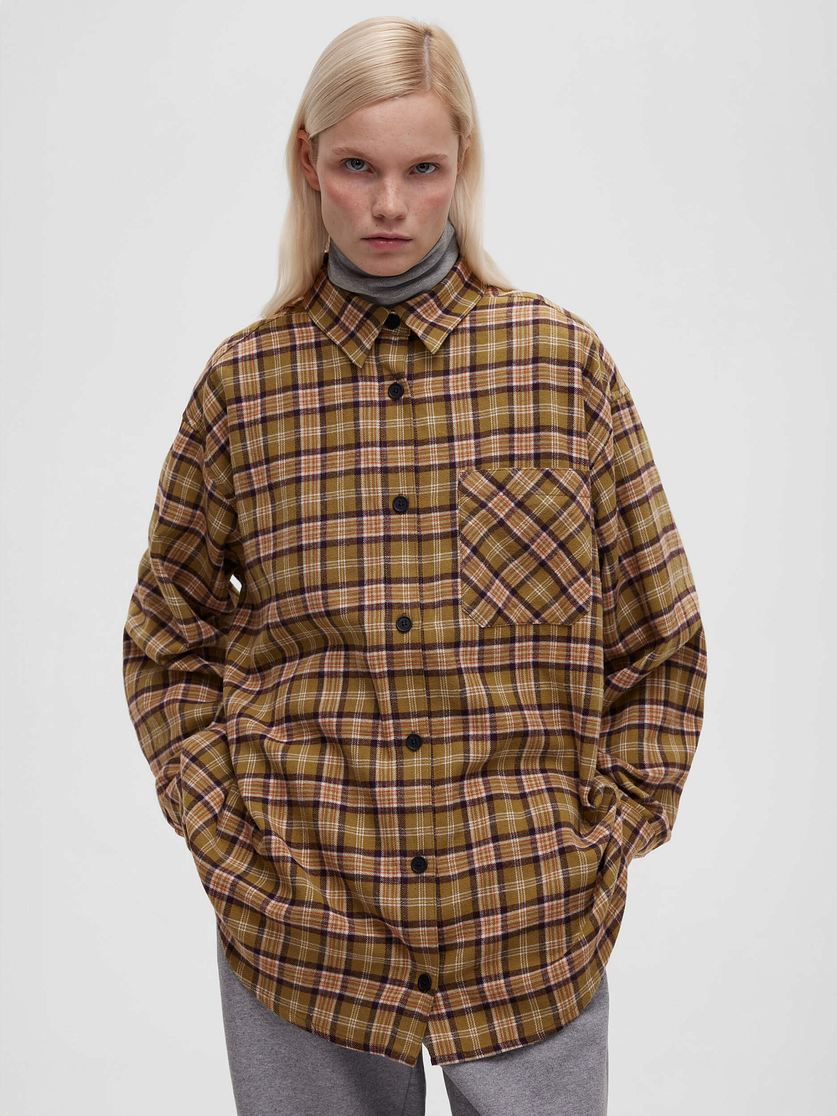 Рубашка в клетку 0174, желтый