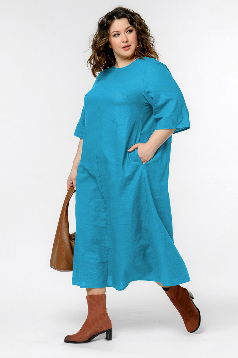 Платье из льна с резиночкой по спинке, цвет