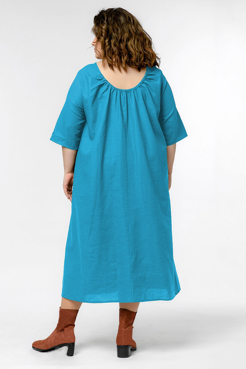 Платье из льна с резиночкой по спинке, цвет